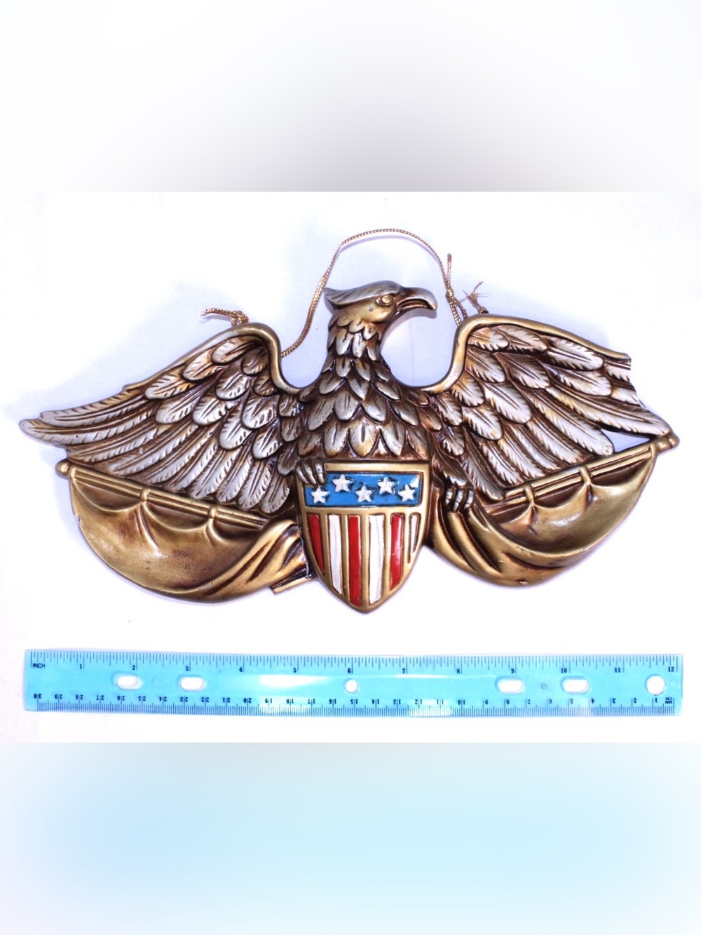 Patriotic Eagle Wall Plaque with Shield *SIGNIFICANT DAMAGE*
